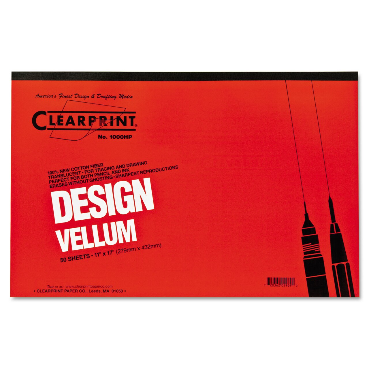 ClearPrint Design Vellum Paper 16lb 11 x 17 Translucent White 50/Pad